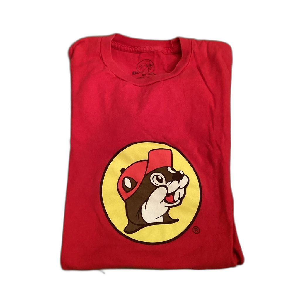 Buc-ees SIZE MEDIUM RED SHORT SLEEVE T SHIRT  BEAVER